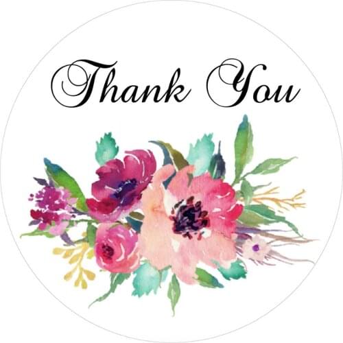 Magenta and Pink Watercolor Floral Thank You Customizable Classic Round Sticker