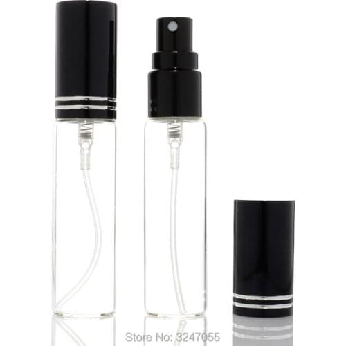 10ML 50pcs/lot Empty Glass Clear Perfume Bottle, Cosmetic Toner Spray Package, DIY Vial Atomizer, Portable Travel Scent Bottle