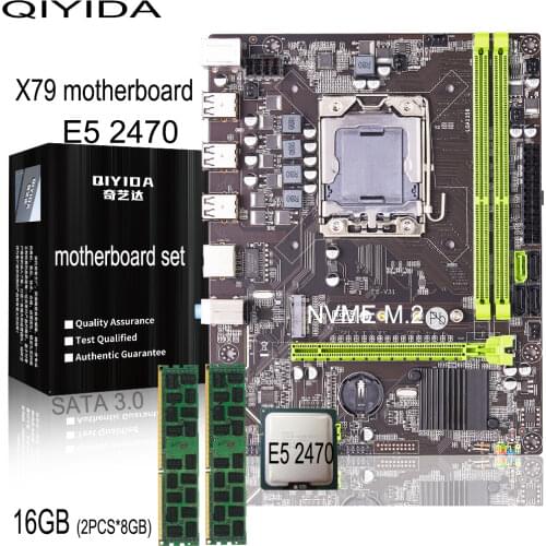 X79A motherboard set with Xeon LGA 1356 E5 2470 cpu 2pcsx8GB=16GB 1600MHz 12800R DDR3 ECC REG memory qiyida X79A motherboard set