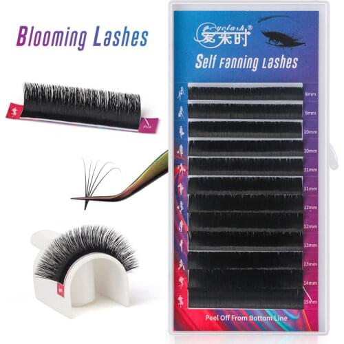 NEWCOME 2D/3D/4D/5D/6D DIY Easy Fan Eyelash Extensions Auto Blooming Volume Fans Lashes Faux Mink Eyelashes Makeup Tool