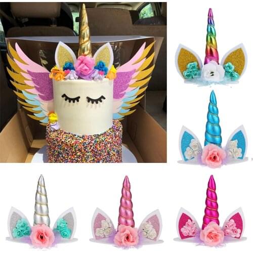 Horn Unicorn Cake Topper Unicorn Party Cake Decoration Wedding Cake Toppers Unicorn Accessories Kids Birthday Party Baby Shower