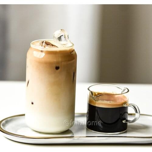 HandmadeHeat-resistantCafe Glass Cup Can Shaped Ice Coffee Cup Coke Cup Milk Cup Household Water juice Cup Drinkware