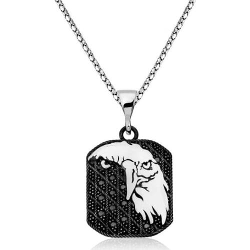 Tevuli 925 Sterling Silver Eagle Head Figured Male Necklace