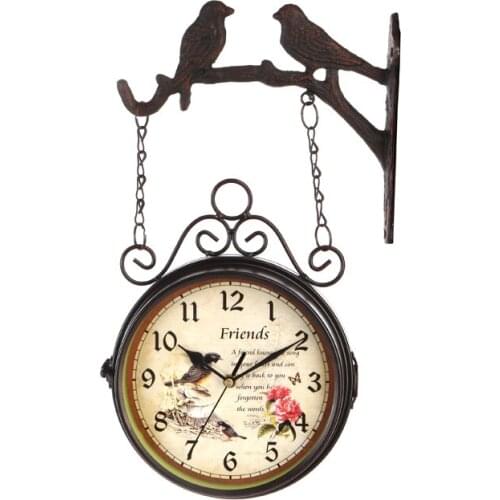 Unique gift -RETRO vintage art -2020 retro metal iron home LIVING ROOM Study Corridor decorative double two faced wall clock