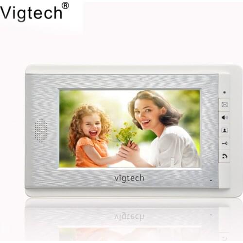 Vigtech 7 Inch Indoor Monitor Video Door Phone Intercom System With Power Adapter Color Wired Video Doorbell For Home Apartmen