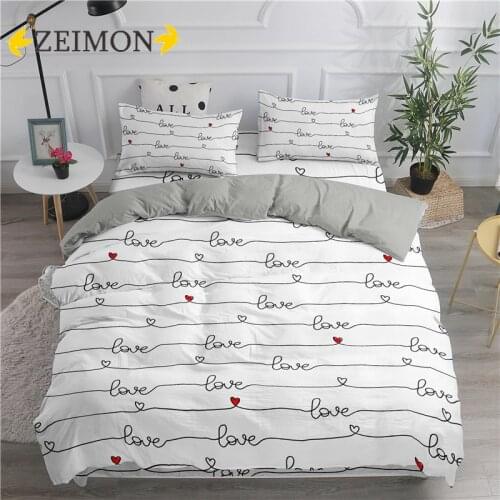 ZEIMON Simple Love Heart Printed Duvet Cover Set Kids Girl Bedding Set Children Bedclothes Single Queen King Size Bed Sets