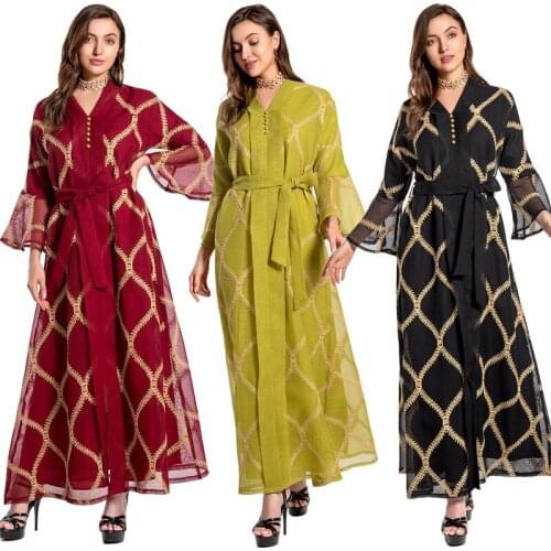 New Abaya Dubai Turkey Islam Muslim Embroidered Long Mesh Dress Caftan For Women Djellaba Robe Longue Femme Musulmane Vestido