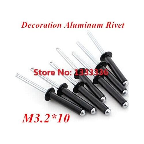 100pcs M3.2*10 Black Aluminum POP Rivet Core Pulling Decoration Rivets