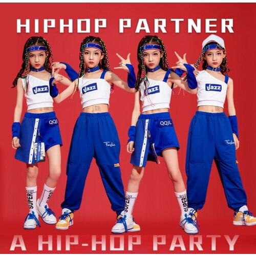 2021 Jazz Dance Costumes For Girls Hip Hop Competition Performance Clothes Children Modern Dance Hiphop Rave Clothes DQS7431