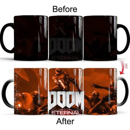 2021 Game Doom Milk Cup 11oz Magic Ceative Color Changed Tea Cup and Travel Ceramic Tea Milk Mug Dropshipping