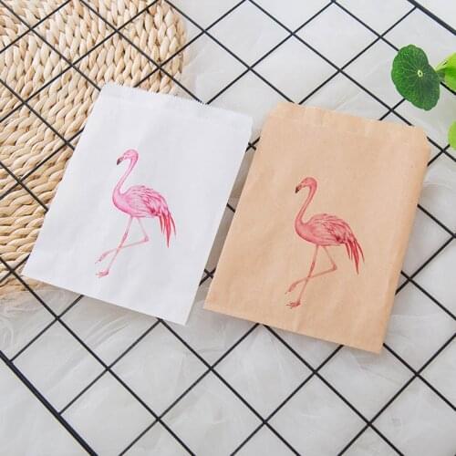 25pcs/Lot Flamingo Baby Shower Candy Bags,Baby Girl Birthday Party Favor Bag for Cookies,Popcorn,Donut,Buffet Favor Gift Bag