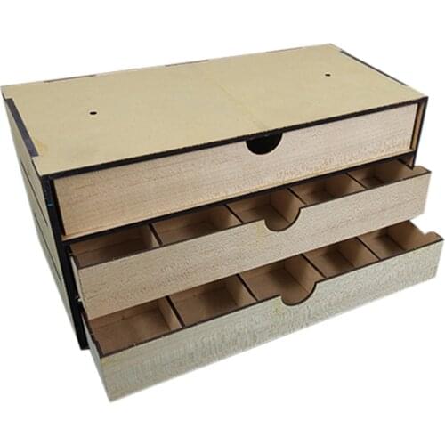 30 x 15 x 15cm Solid Wood Toolbox Model Parts Storage Box with 3 Drawers/ 6 Drawers Model Accessories
