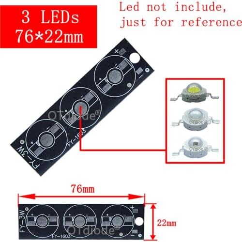 50pcs 1W 3W 5W LED Aluminum Base Plate 3X3W 3X1W 3*3W 76*22mm PCB Board DIY For 3W 9W Watt High Power Light Beads Chips 3 orders