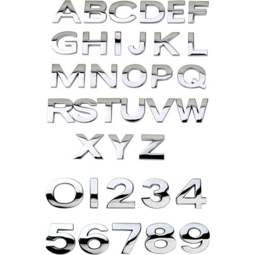 Car 3D letter English letters Car logo DIY alphanumeric metal body stickers word mark tail silver For BMW For For Ford