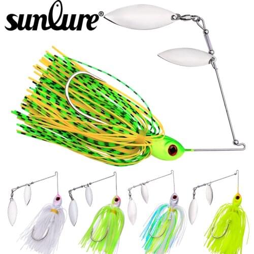 Sunlure 5Pcs/lot Fishing Spinnerbait Lures 10g-14g Double Willow Blade Spinner Baits for Bass Pike Tiger Muskie Metal Jig Lures