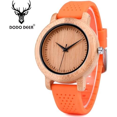 DODO DEER Wholesale Mens Watches Top Brand Luxury Quartz часы мужские Silicone strap Bamboo Wristwatch Male in Gift Box