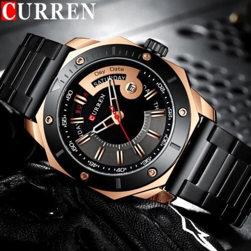 CURREN Sport Men Watch Top Brand Luxury Black Military Business Waterproof Male Clock Stainless Steel Quartz Man Wristwatch 8344