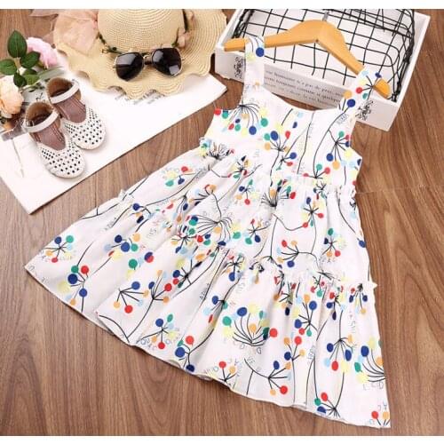 Colorful Summer Dresses Kids Princess Dresses Sleeveless Flower Skirt Adorable Rainbow Color Dresses
