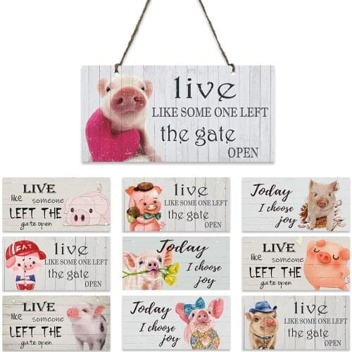 Lovely Pig Wooden Hanging Sign Home Decor Animal Wood Plaque Pet House Decoration Plate