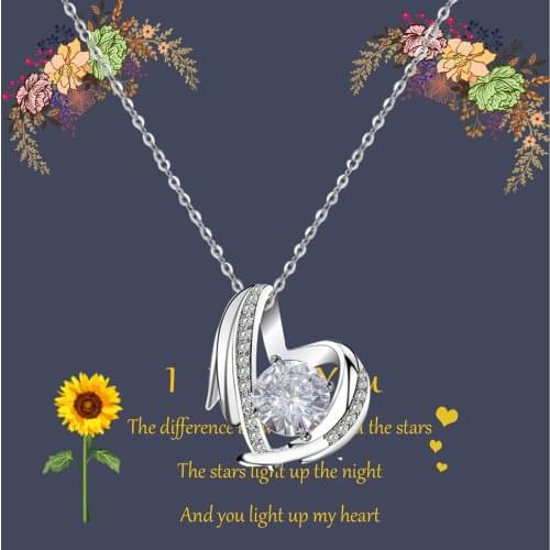 WANGAIYAO personality simple and versatile ladies peach heart inlaid zircon love necklace couple gift peach heart pendant jewelr