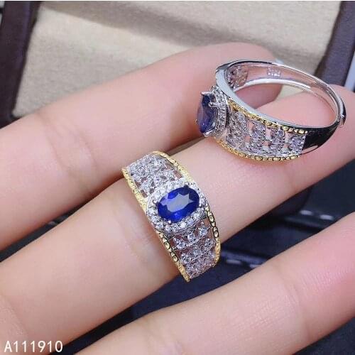 KJJEAXCMY fine jewelry 925 sterling silver inlaid Natural sapphire ring female support detection support detection noble