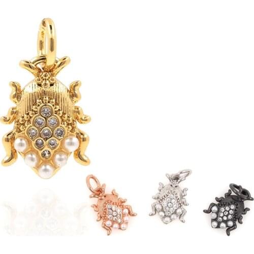 CZ beetle pendant, pearl necklace, beetle jewelry, scarab bracelet, animal accessories 15.3x8.5x2.4mm