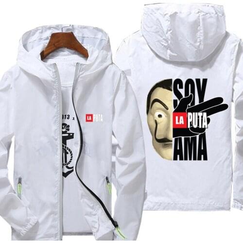Custom Printed Jacket Spring Autumn reflective zipper Windbreaker waterproof Jackets men street Hooded thin Coats