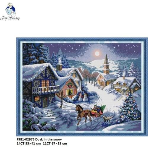 Joy Sunday Dusk in the Snow Canvas DMC 11ct 14ct Counted Chinese Cross Stitch Kits Printed for Embroidery Home Decor Needlework