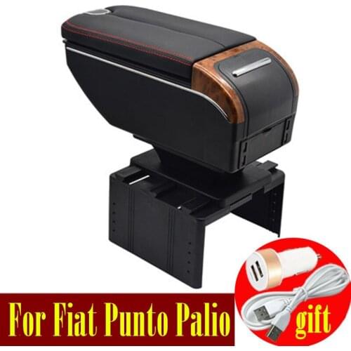 For Fiat Punto Palio Brava armrest box usb Double doors open 7USB Centre Console Storage Box Arm Rest