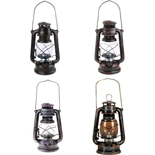 68UC Retro Vintage LED Metal Oil Lamp Portable Lantern Kerosene Light Outdoor Camping
