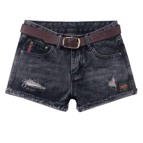 Women Straight Hot Shorts Jeans Beggar Streetwears Ripped Sexy Female Denim Hole Harem Short Curling Female Cowboy Short J3198