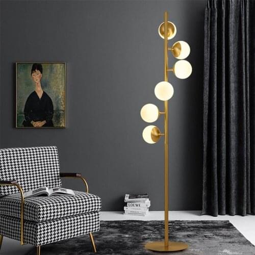Modern Metal Glass Floor Lamp Living Room Bedroom Beside Reading Standing Light LED Suspension Lamps FA215