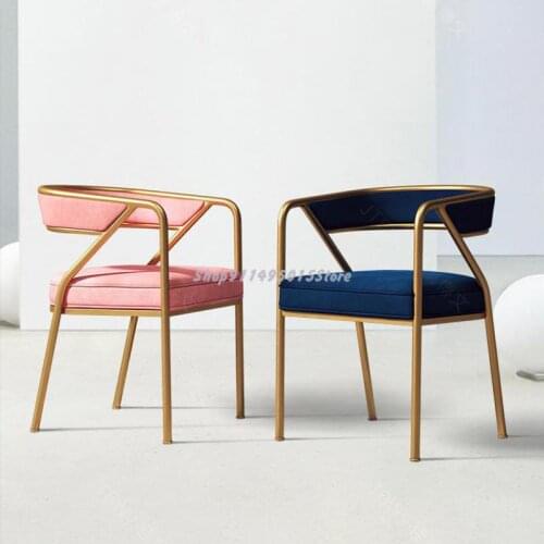 Light Luxury Dining Chair Nordic Home Backrest Stool Iron Art Negotiation Desk Chair Ins Net Red Simple Restaurant Chair