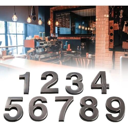 Digit Plate Sign 3D 0-9 Plating Numeral Door Plaque House Drawer Sign Plating Gate Digits Home Sticker Address Door Labels