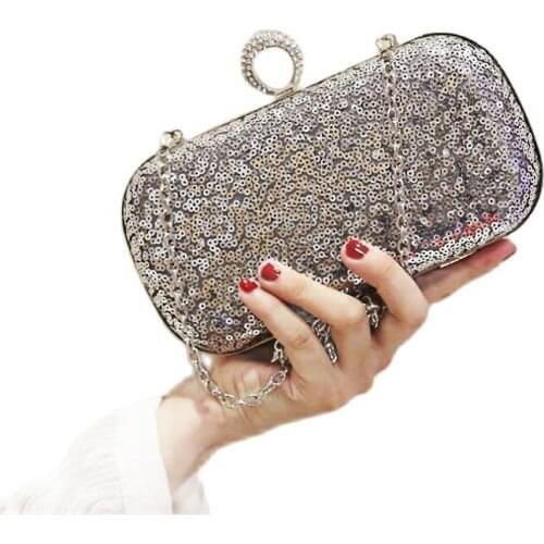2020 hot sales Sequins evening clutch bags fashion ring diamond wedding dinner bags luxury wedding bags drop shipping
