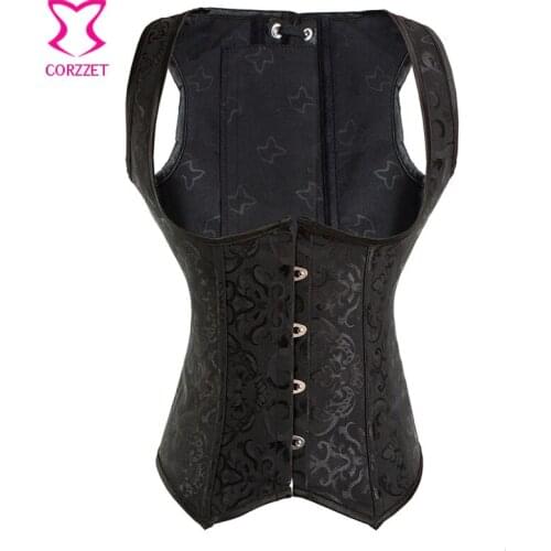 Outerwear Black Plus Size Waist Trainer Underbust Corselet Corset Vest Steel Boned Slimming Waist Cincher Corsets And Bustiers
