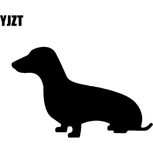 YJZT 15CM*9.6CM Dachshund Car Sticker Cute Pet Dog Bumper Window Decoration Black/Silver C2-3091