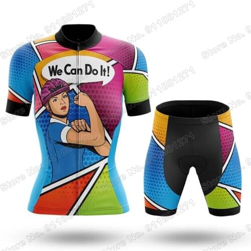 2021 Women We Can Do It V4 Cycling Jersey Set Summer Cycling Clothing Road Bike Shirts Suit Bicycle Bib Shorts MTB Maillot