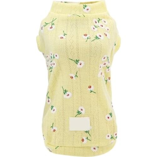 Winter Pet Clothes Home Daisy Vest Bottom Shirt Cat Dog Coat Printed Jacket Leisure Wear For Small Medium Dog