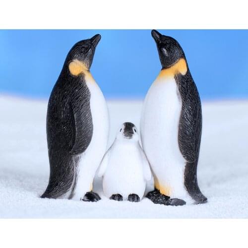 1pc Cute Mini Penguin Statue Resin Figurine Miniature Winter Ice Crystal Figures For Fairy Garden Desktop Gnomes Decoration