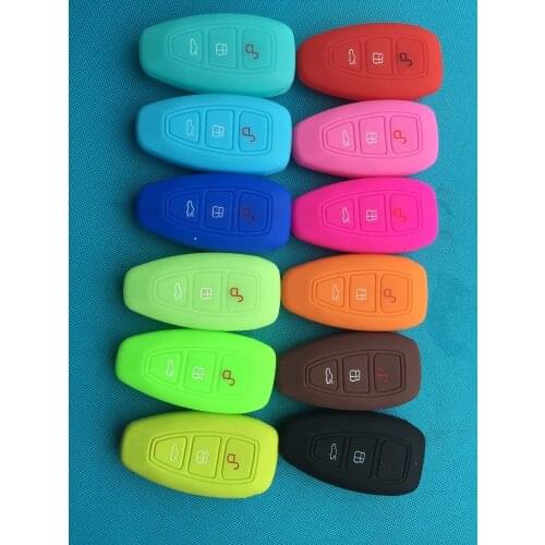 1pc New 3 Button Silicone Car Key Case Cover For Ford Focus 3 MK3 Mondeo Fiesta Kuga Escape Ecosport 2013 2014 Smart Car Style