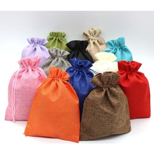 10pcs christmas gift bags candy Burlap Hessian Candy boxes and gift bags For Wedding Brithday Party Favor