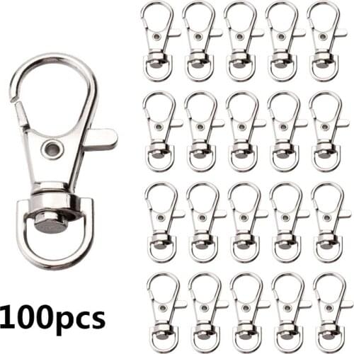 PARETO 100Pcs 33.5mm Swivel Trigger Clips Snap Hooks Lobster Clasp for Keychain Bag DIY Craft Key Buckle