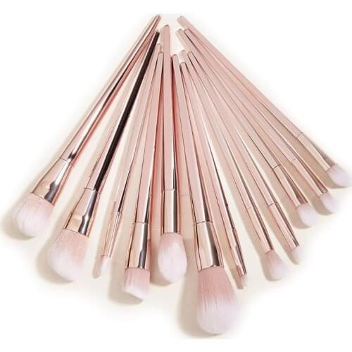 12Pcs Prismatic Foundation Blending Blush Concealer Eye Shadow Makeup Brush Set Purple Betel Gold Nail Art Dust Remover