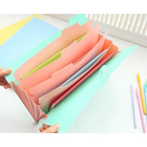 160PCS Candy Color Office Plastic Folders Multi Pocket Organizer A4 File Expansion Document Folder New Arrival Random Mix