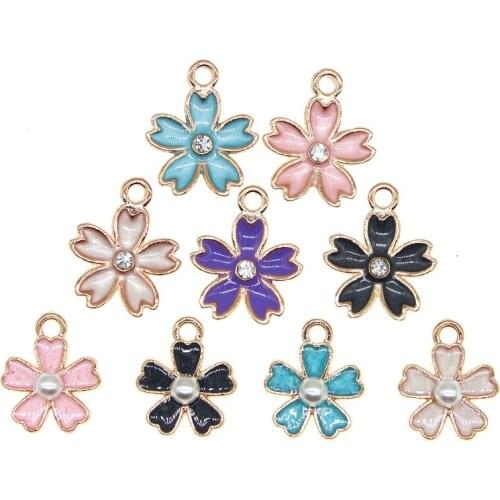 20pcs/lot 14*17mm Cute Flowers Enamel Heart Petals Charm Pendant For Earring Necklace Bracelet DIY Jewelry Making Finding XL1086