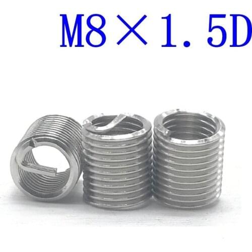 50Pcs M8*1.5D Stainless Steel Coiled Wire Helical Screw Thread Inserts M8 Screw Bushing self tapping thread repair tool