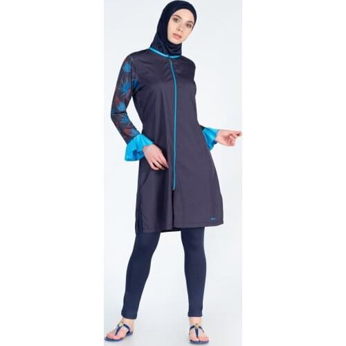 Alfasa 270 Long Sleeve The Tights Arm Tip Detailed full-Off Hijab Swimwear Navy blue