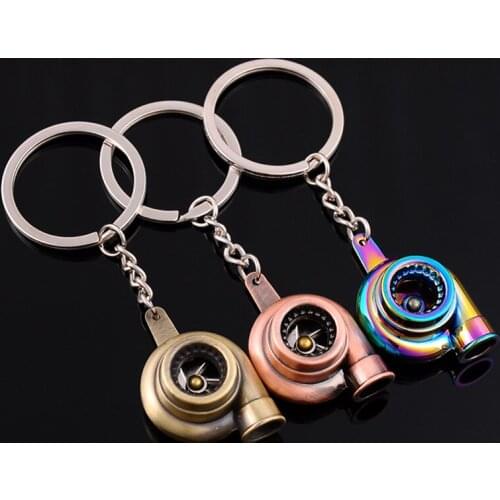 Mini Turbo Turbocharger Keychain Spinning Turbine Key Chain Ring Keyring
