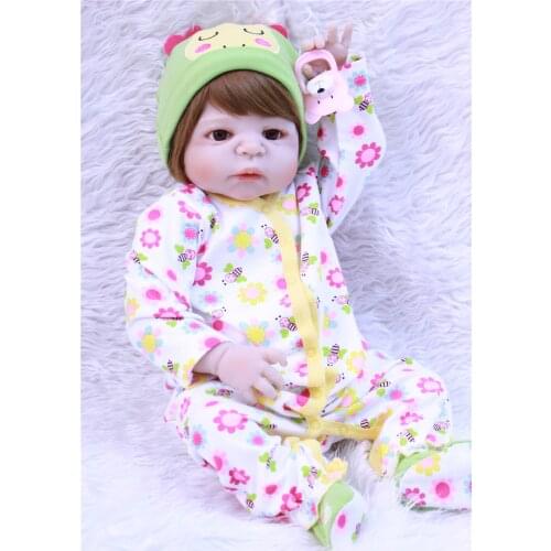 Bebes reborn 23"57cm full silicone reborn baby girl dolls toys can bathe child gift doll reborn menina boneca